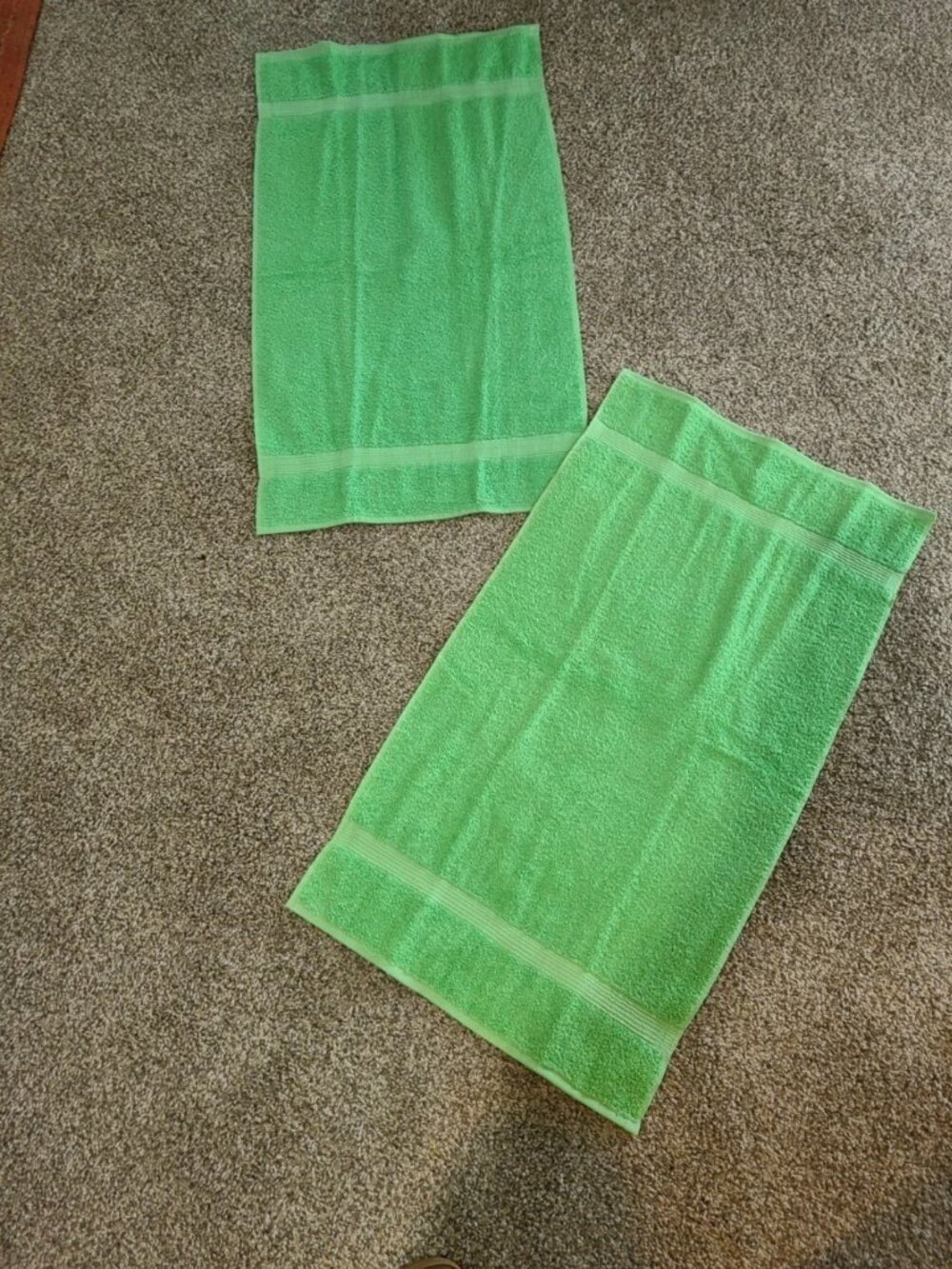 2 VTG NWT Elegance Lady Pepperell Hand Towels Apple Green 100% Cotton USA